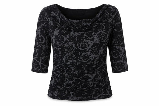 Phase Eight Women’s Black Floral Cowl Neck Tunic Blouse Size 12