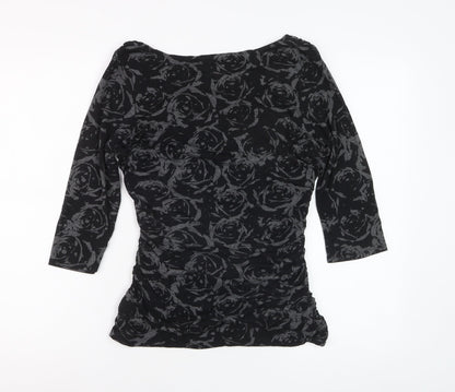 Phase Eight Women’s Black Floral Cowl Neck Tunic Blouse Size 12