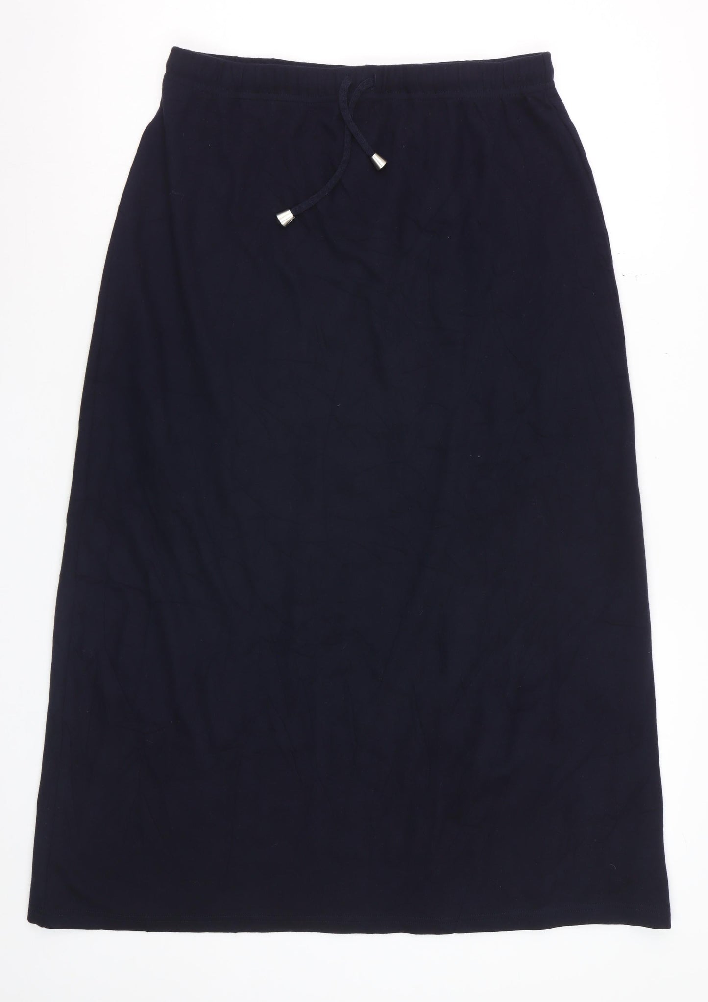 Marks and Spencer Womens Black Size 14 Midi Cotton Blend Pencil Skirt