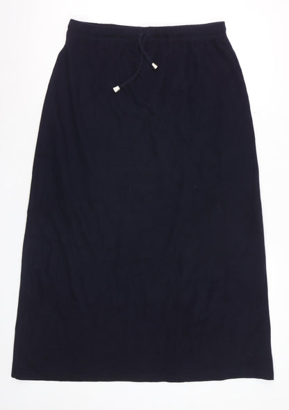 Marks and Spencer Womens Black Size 14 Midi Cotton Blend Pencil Skirt