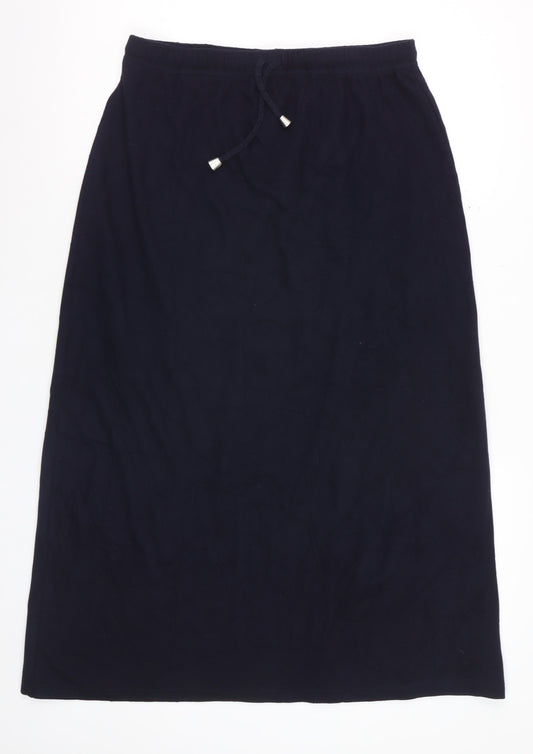 Marks and Spencer Womens Black Size 14 Midi Cotton Blend Pencil Skirt