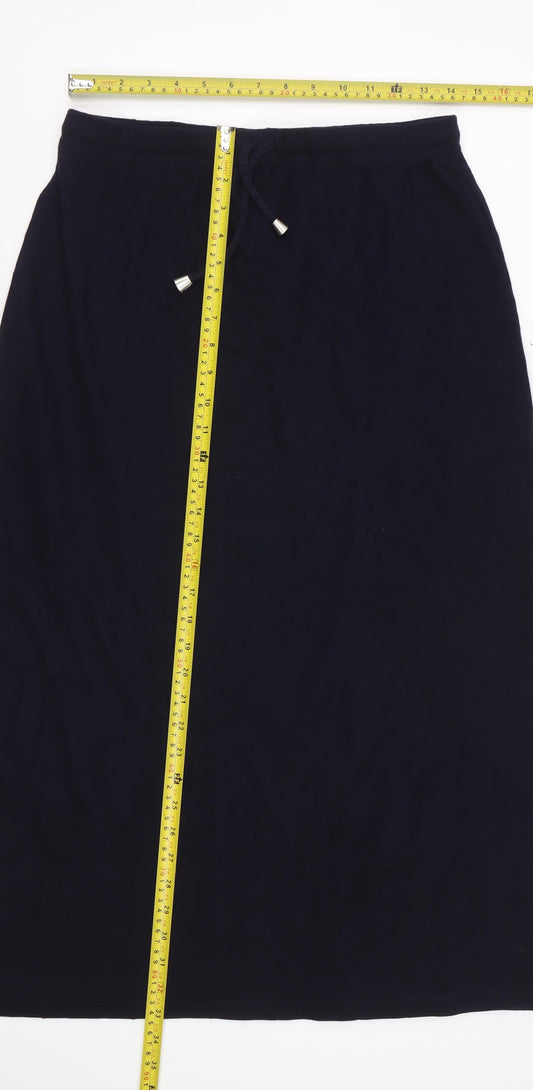 Marks and Spencer Womens Black Size 14 Midi Cotton Blend Pencil Skirt