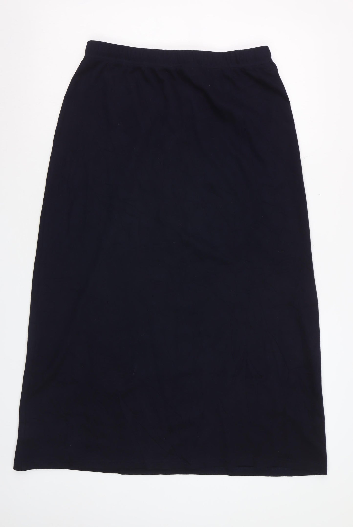 Marks and Spencer Womens Black Size 14 Midi Cotton Blend Pencil Skirt