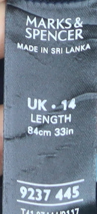 Marks and Spencer Womens Black Size 14 Midi Cotton Blend Pencil Skirt