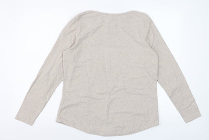 FatFace Womens Beige Long Sleeve Cotton Elastane Basic T-Shirt Size 14
