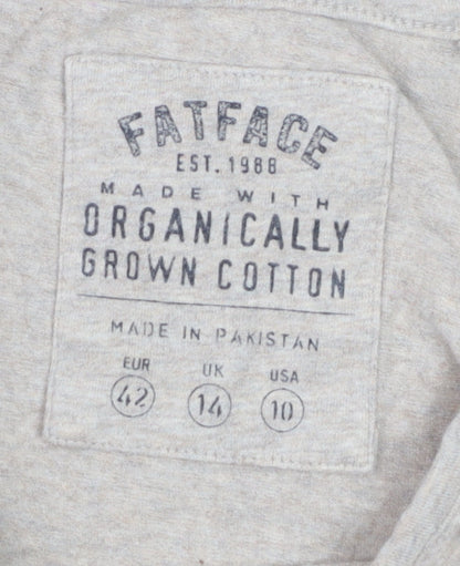 FatFace Womens Beige Long Sleeve Cotton Elastane Basic T-Shirt Size 14