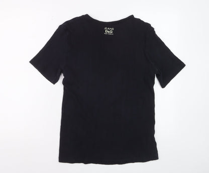 Dolce & Gabbana Women Black Cotton Short Sleeve Basic T-Shirt 2XL