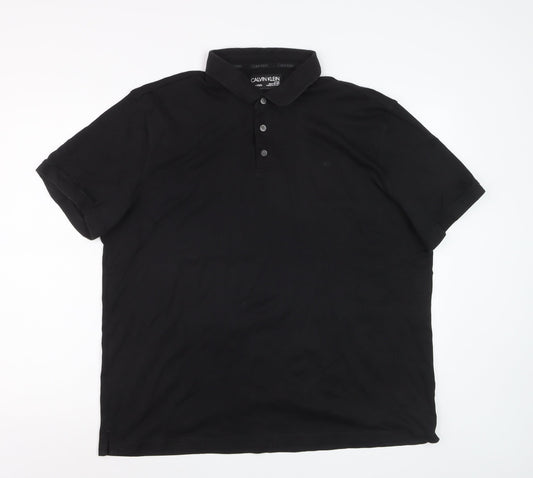 Calvin Klein Men's Black Liquid Touch Polo Shirt XL 100% Cotton