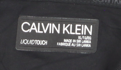 Calvin Klein Men's Black Liquid Touch Polo Shirt XL 100% Cotton