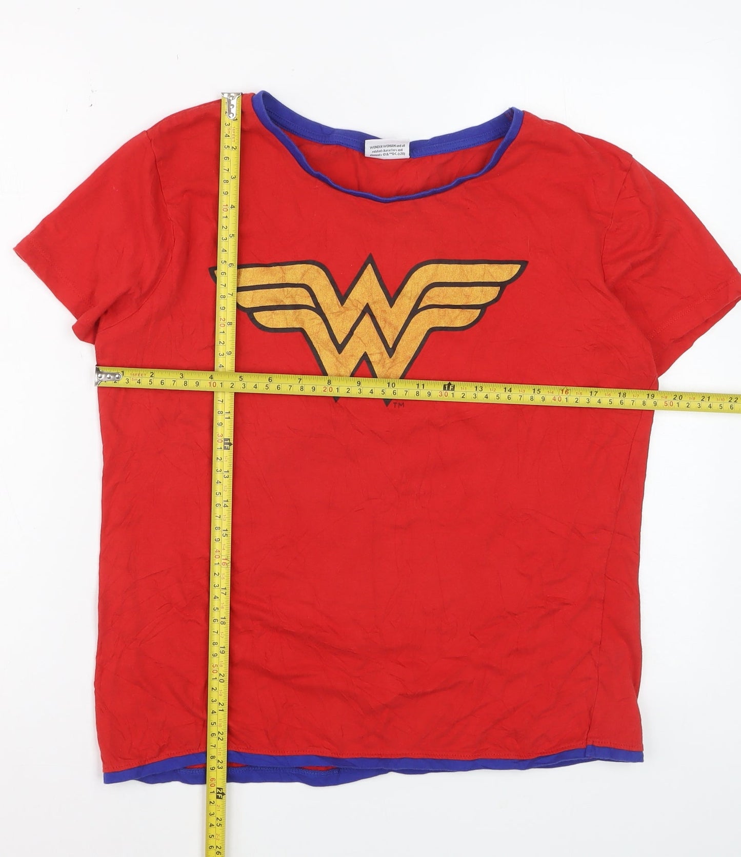 Wonder Woman Womens Red Blue Short Sleeve T-Shirt Size L