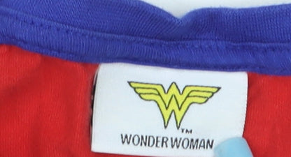 Wonder Woman Womens Red Blue Short Sleeve T-Shirt Size L
