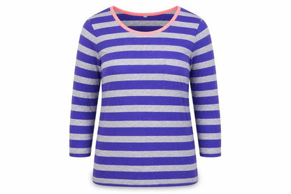 Gap Women Blue Grey Striped Jersey 3/4 Sleeve T-Shirt XS