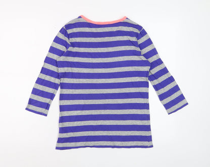 Gap Women Blue Grey Striped Jersey 3/4 Sleeve T-Shirt XS