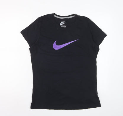 Nike Women's Black XL Slim Fit Cotton T-Shirt