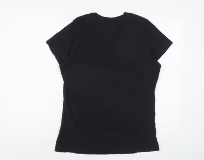 Nike Women's Black XL Slim Fit Cotton T-Shirt