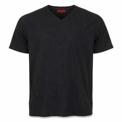 John Richmond Men Black L V-Neck Short Sleeve Cotton T-Shirt