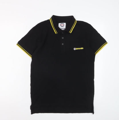 Lambretta Men's Black Small Polo Shirt Retro Cotton Short Sleeve