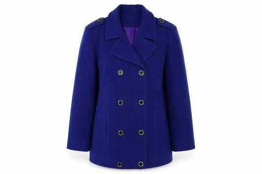 Talbots Women's Blue Wool Pea Coat Size 10 Double-Breasted Classic