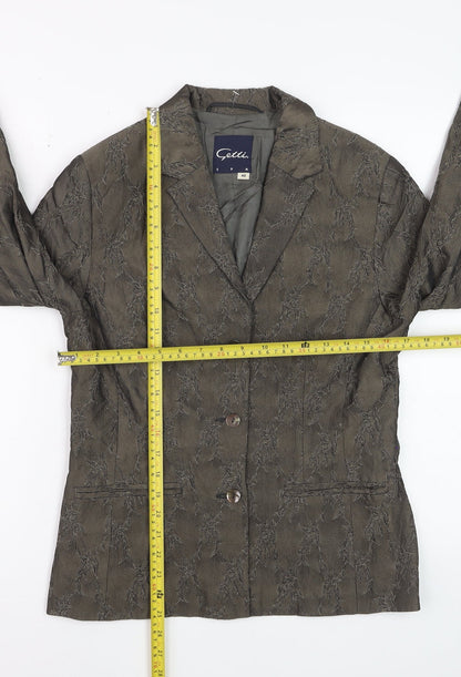 Gelli Women Brown Jacquard Single-Breasted Suit Jacket UK 12