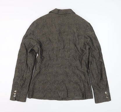 Gelli Women Brown Jacquard Single-Breasted Suit Jacket UK 12