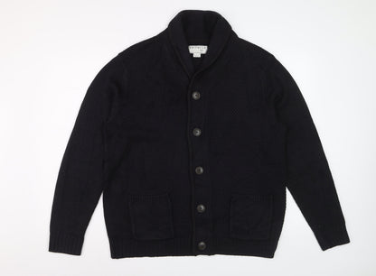 F&F Men's Black XL Chunky Knit Acrylic Cardigan with Pockets