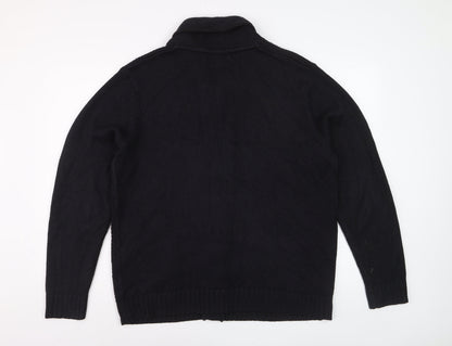 F&F Men's Black XL Chunky Knit Acrylic Cardigan with Pockets