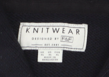 F&F Men's Black XL Chunky Knit Acrylic Cardigan with Pockets