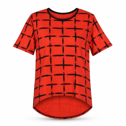 Miss Sexy Women’s Red Check Stretch Jersey T-Shirt M