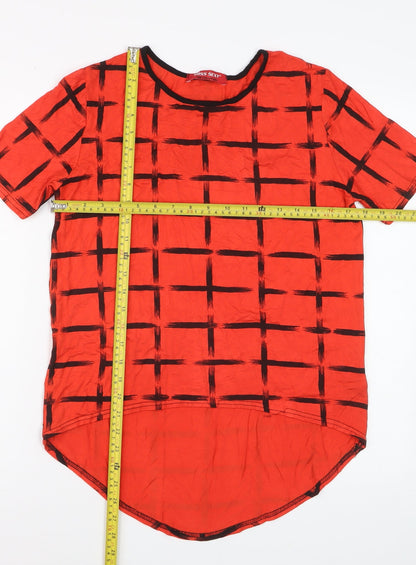 Miss Sexy Women’s Red Check Stretch Jersey T-Shirt M