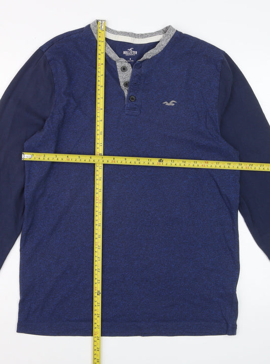 Hollister Women Blue Long Sleeve Henley T-Shirt Size M