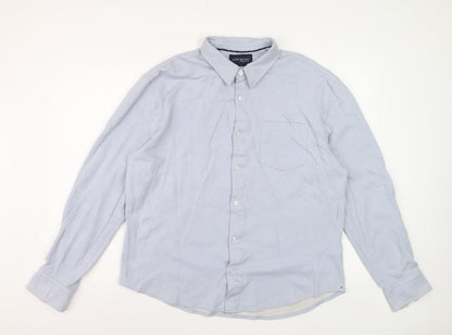 JACHS New York Men's Light Blue XL Dress Shirt Cotton Blend Long Sleeve