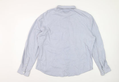 JACHS New York Men's Light Blue XL Dress Shirt Cotton Blend Long Sleeve