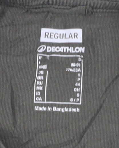 Decathlon Men's Khaki Regular Fit Cotton Short Sleeve T-Shirt Size S