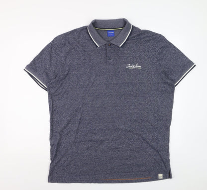 Jack & Jones Originals Men's Blue Short Sleeve Polo XXL Classic Fit