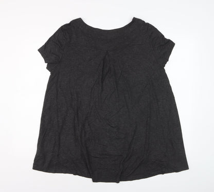 Celuu Women's Black Beaded Crew Neck Short Sleeve Jersey Top Size 16