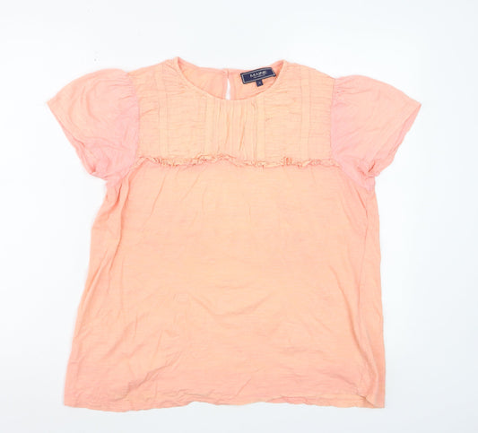 Maine New England Women’s Peach Short Sleeve Cotton Blouse Size 14