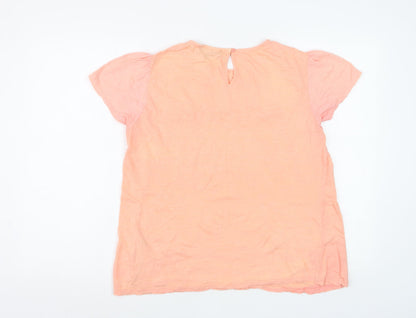 Maine New England Women’s Peach Short Sleeve Cotton Blouse Size 14
