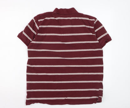 Tokyo Laundry Men's Red Striped Cotton Polo Shirt Size L