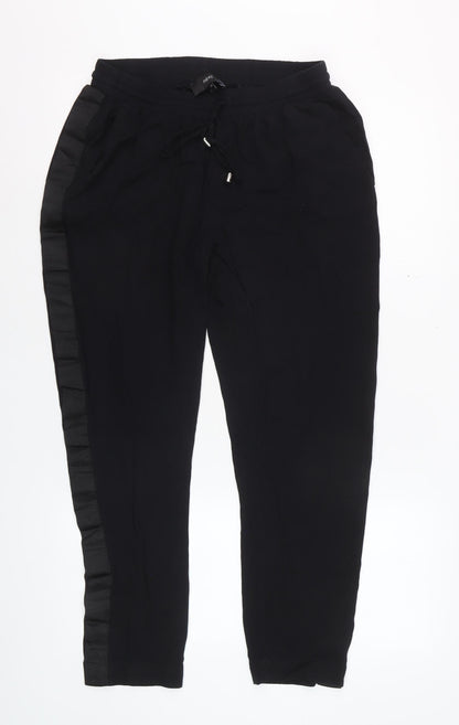 Next Women Black Size 12 Jogger Trousers Viscose Drawstring Waist