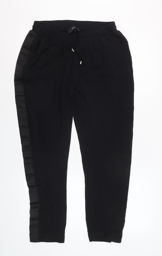 Next Women Black Size 12 Jogger Trousers Viscose Drawstring Waist
