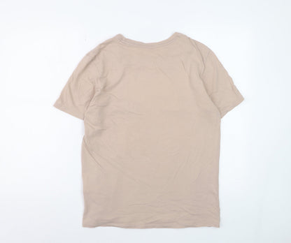 Nike Men's Beige Athletic Fit Logo T-Shirt Medium Cotton Casual