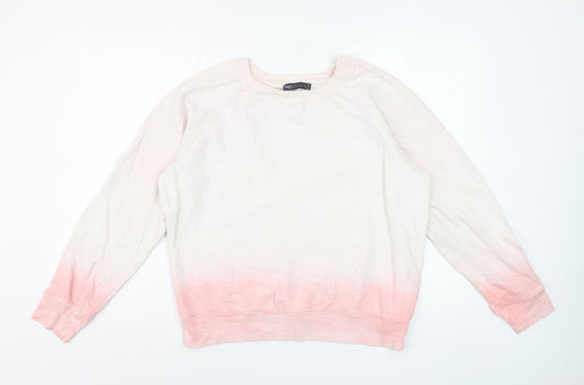 Marks and Spencer Womens Pink Ombre Cotton Pullover Sweatshirt Size 14
