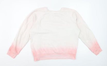 Marks and Spencer Womens Pink Ombre Cotton Pullover Sweatshirt Size 14