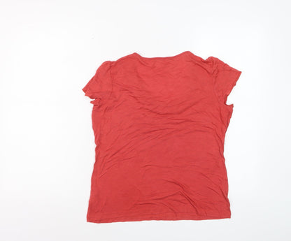 Marks and Spencer Per Una Red Beaded Scoop Neck Women's Size 14 T-Shirt