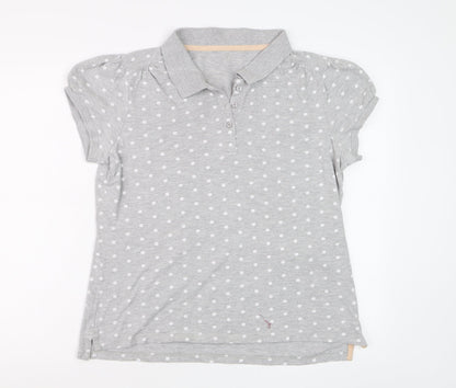 Next Women’s Grey Polka Dot Cotton Polo Shirt Size 16