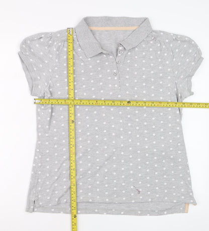Next Women’s Grey Polka Dot Cotton Polo Shirt Size 16