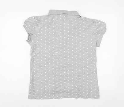 Next Women’s Grey Polka Dot Cotton Polo Shirt Size 16