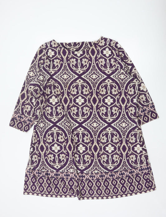 Marks and Spencer Womens Purple Geometric Tunic Blouse Size 24
