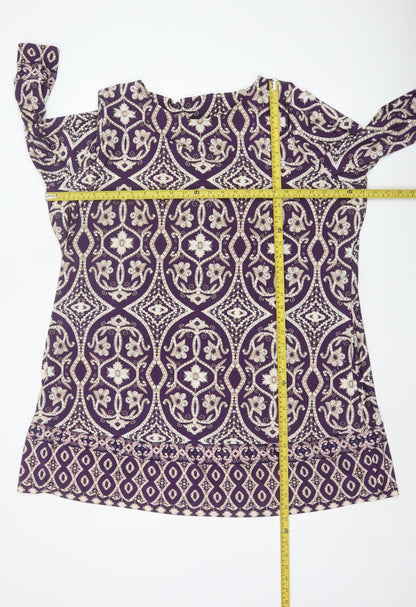 Marks and Spencer Womens Purple Geometric Tunic Blouse Size 24