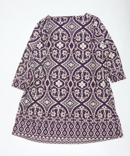 Marks and Spencer Womens Purple Geometric Tunic Blouse Size 24